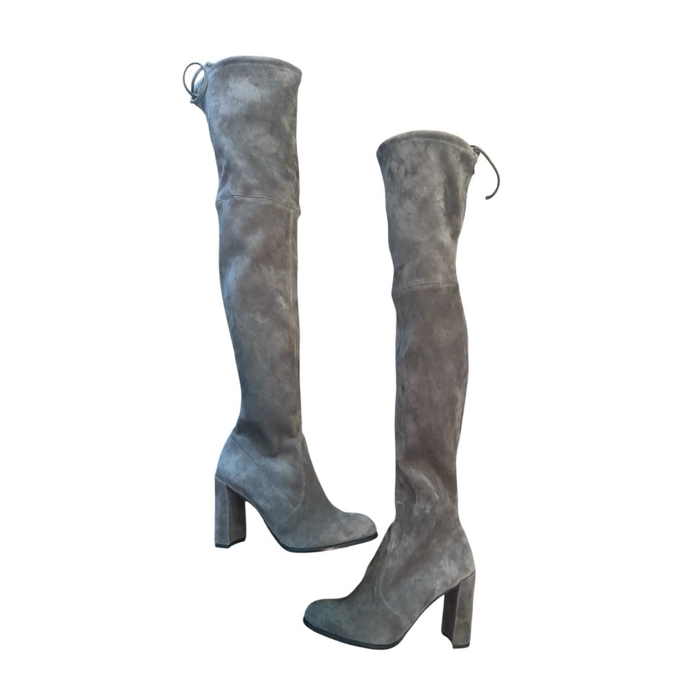 Brand New Women’s Stuart Weitzman Highland Boots in Grey Suede 3.7” Size 5M